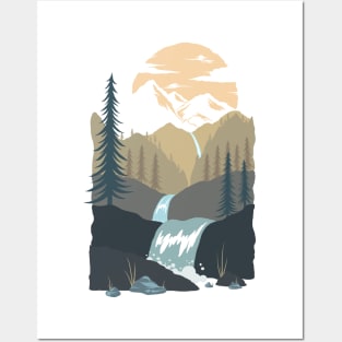 Pine forest set in the mountains at sunrise Posters and Art